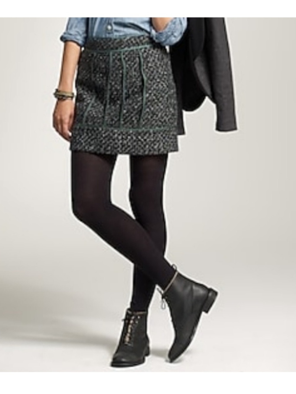 J. Crew Moss Tweed Green Wool Blend Mini Skirt Boucle Mini Skirt Size 6